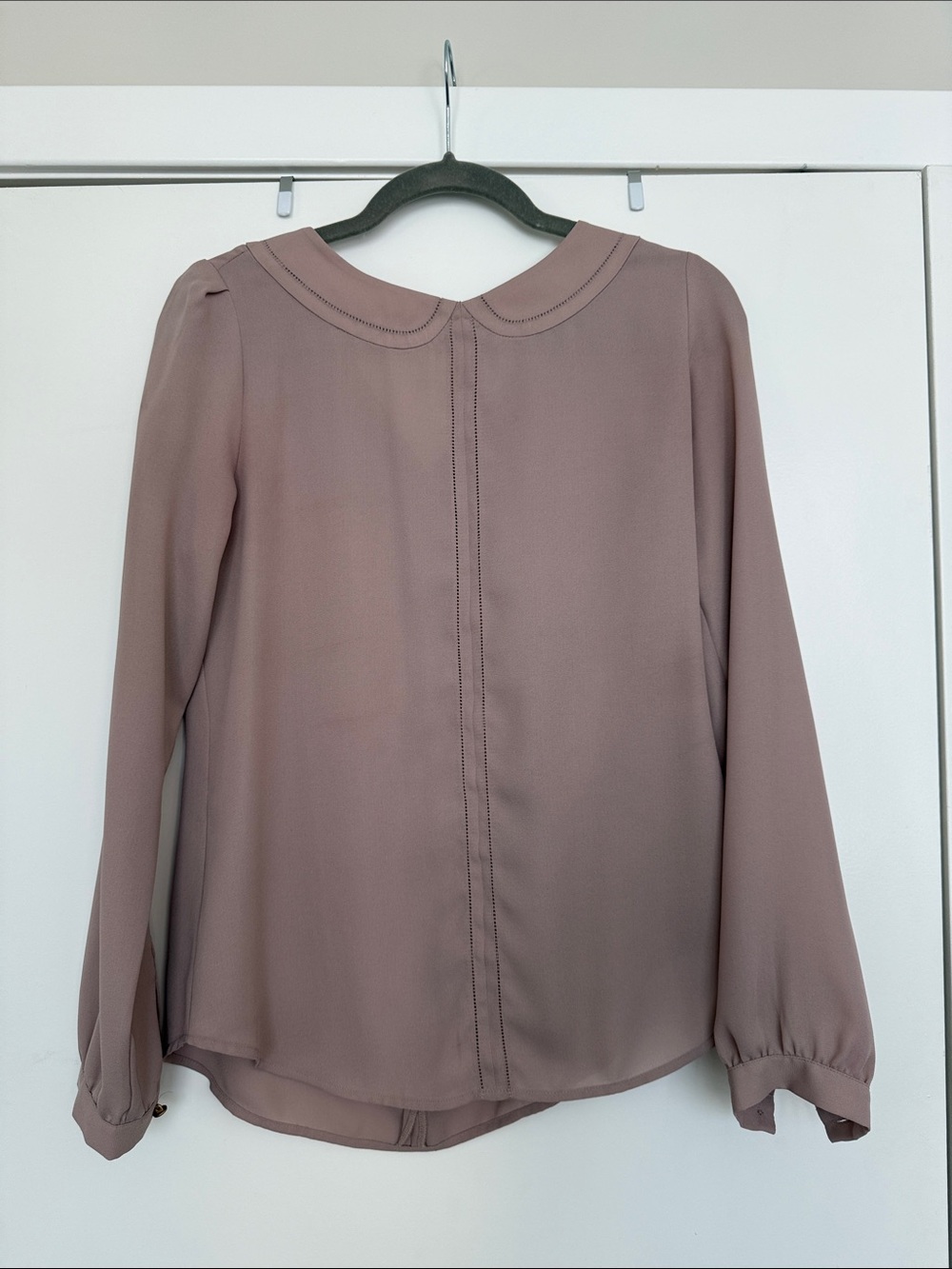 LOFT Mauve Peter Pan Collar Long-Sleeve Blouse